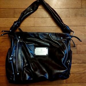 Rosetti Black Shoulder Bag with Front Zipper Details